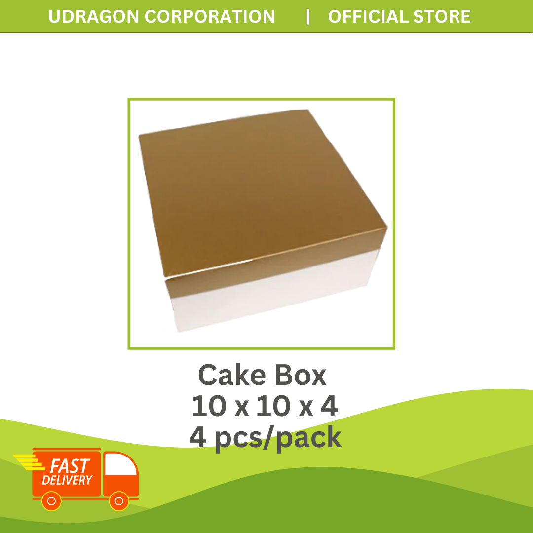 Cake Box Gold Cover - 10x10x4 (4 pcs/pack)