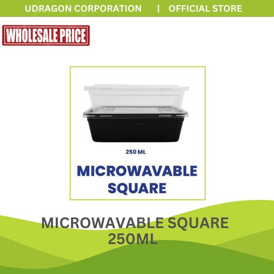 Microwavable Square Plastic Container (250ml)